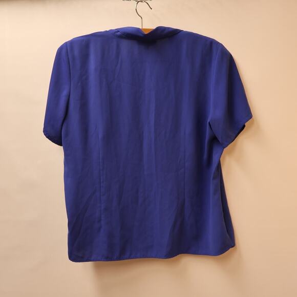 Element Blue Blouse Button Front Size 2XL Short Sleeves Collar Shldr Inserts - Picture 7 of 16
